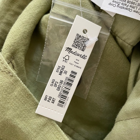 💚 NWT Madewell ‘Emmett’ wide leg Artichoke green chinos women’s waist 30 - Picture 8 of 12